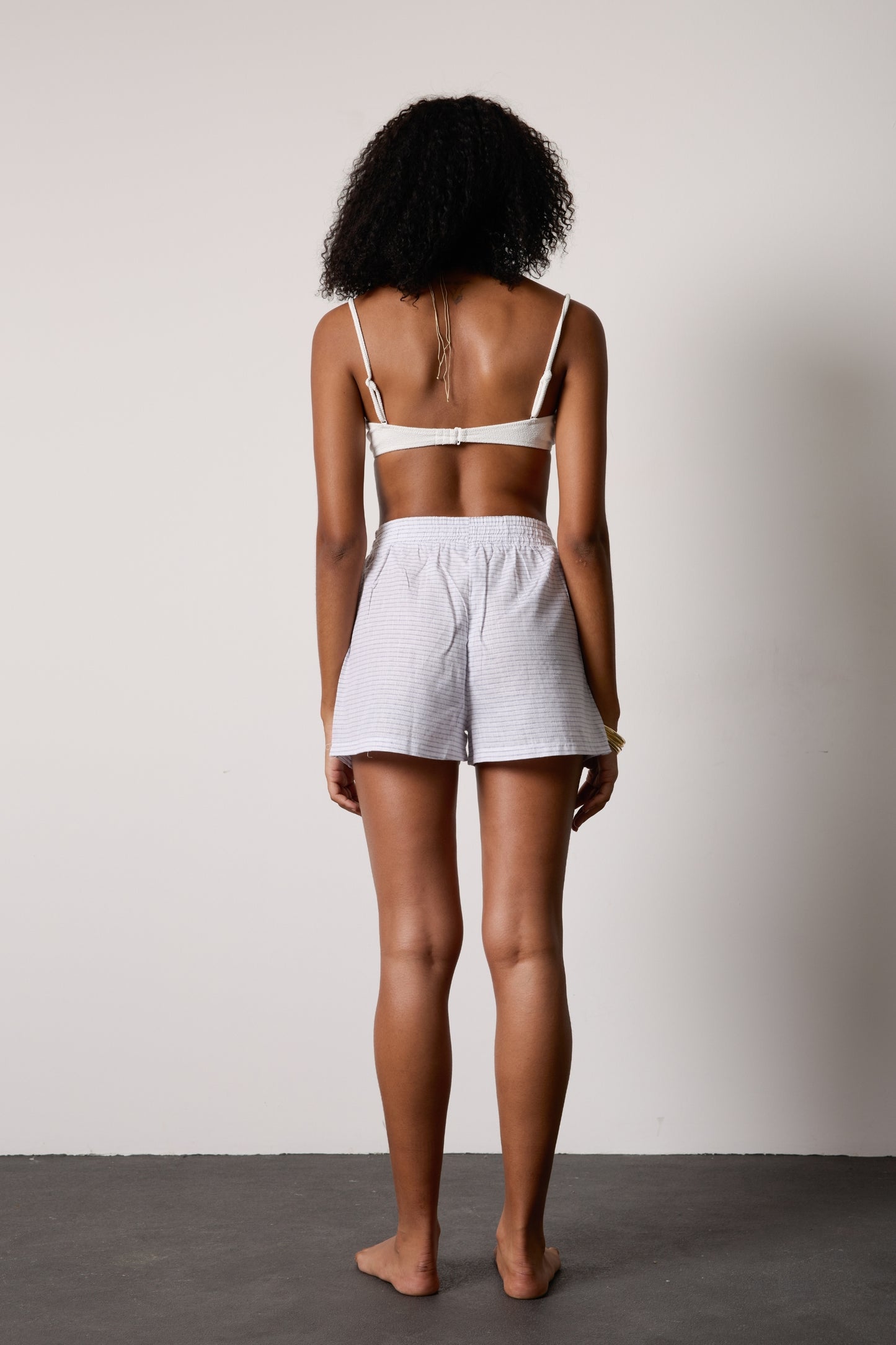 Sandy White Striped Marine Transparent Beach Shorts