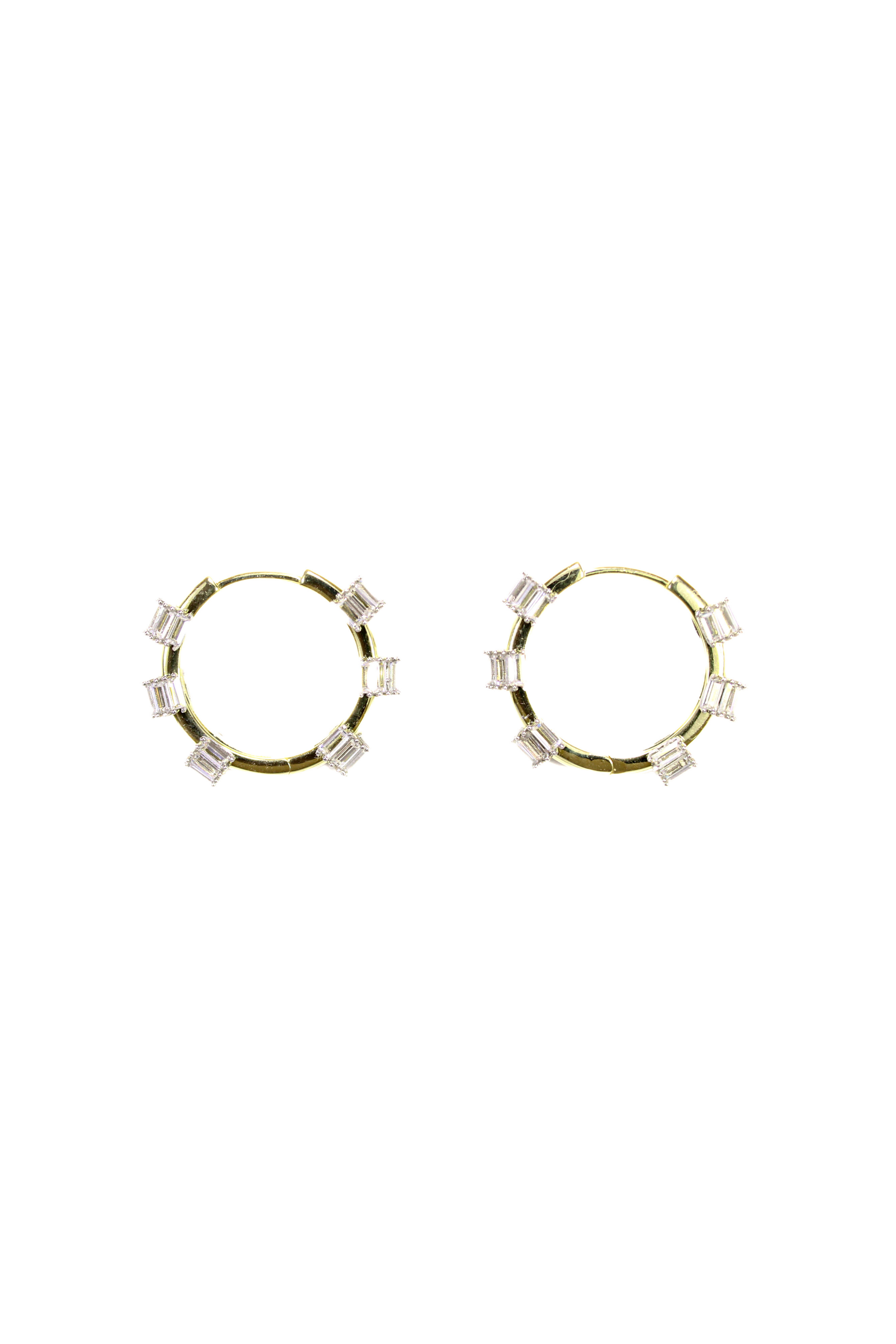 925 Sterling Silver Gold Plated White Stone Earrings