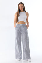 ÇİZGİLİ PANTOLON - LACİVERT