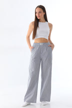 ÇİZGİLİ PANTOLON - LACİVERT