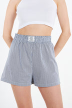 ÇİZGİLİ ŞORT - LACİVERT