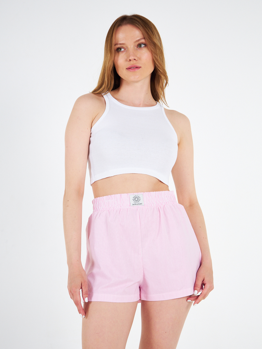 ÇİZGİLİ ŞORT - PEMBE