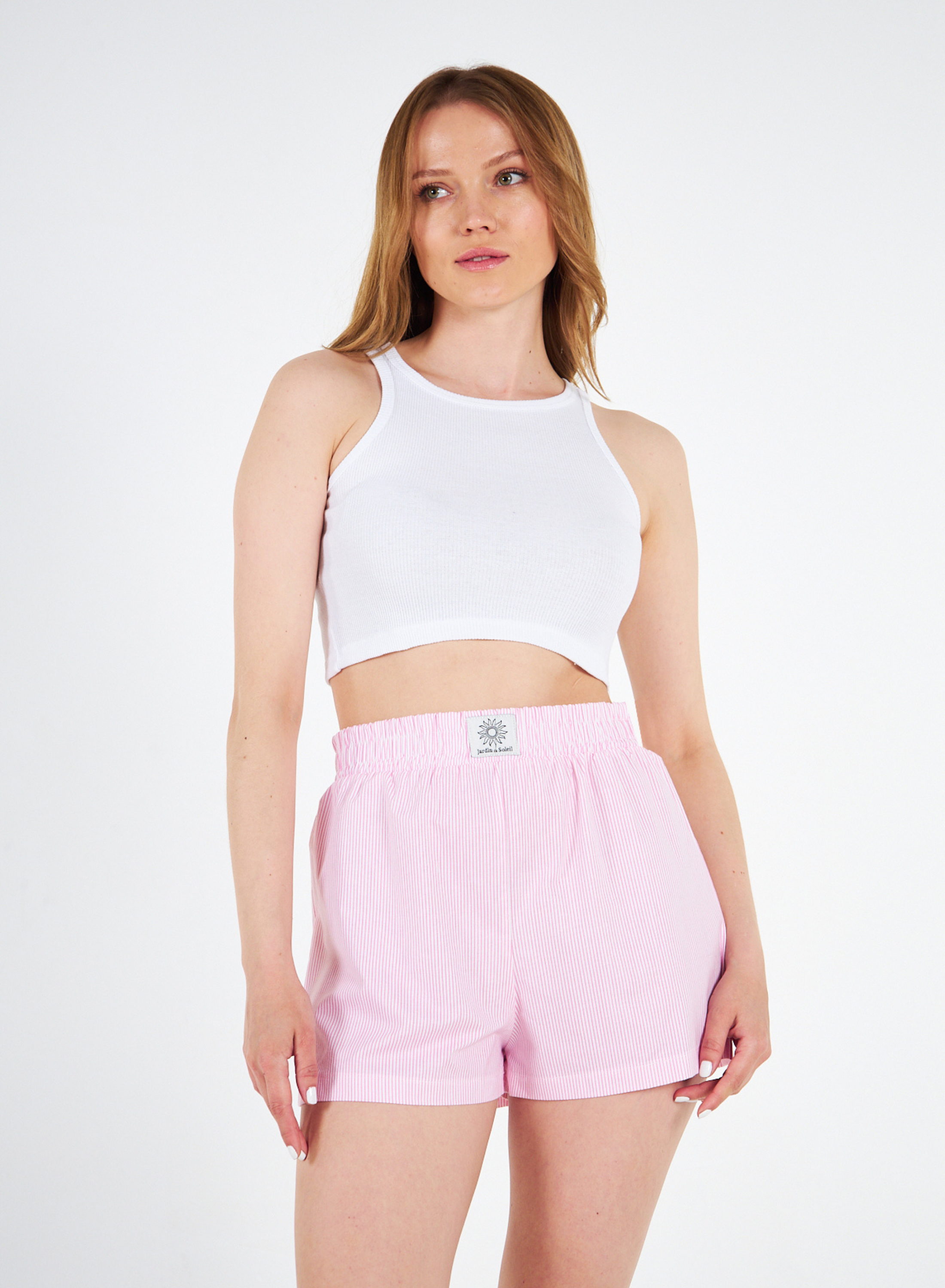 ÇİZGİLİ ŞORT - PEMBE