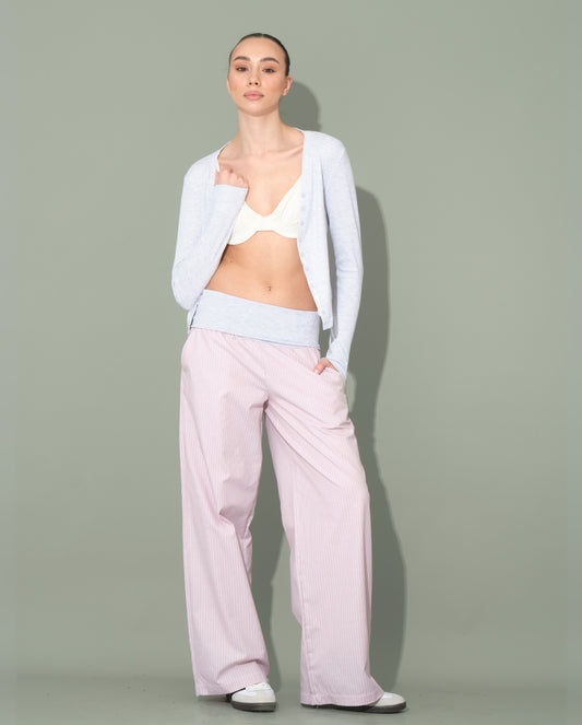 Folded Waist Pink Trousers