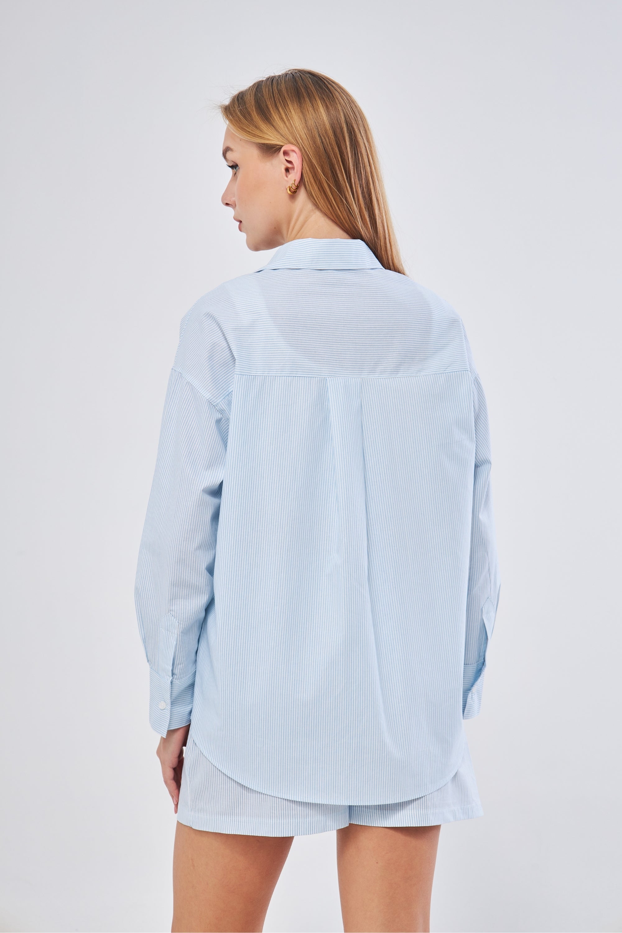 GÖMLEK ŞORT SET - BEBE MAVİ