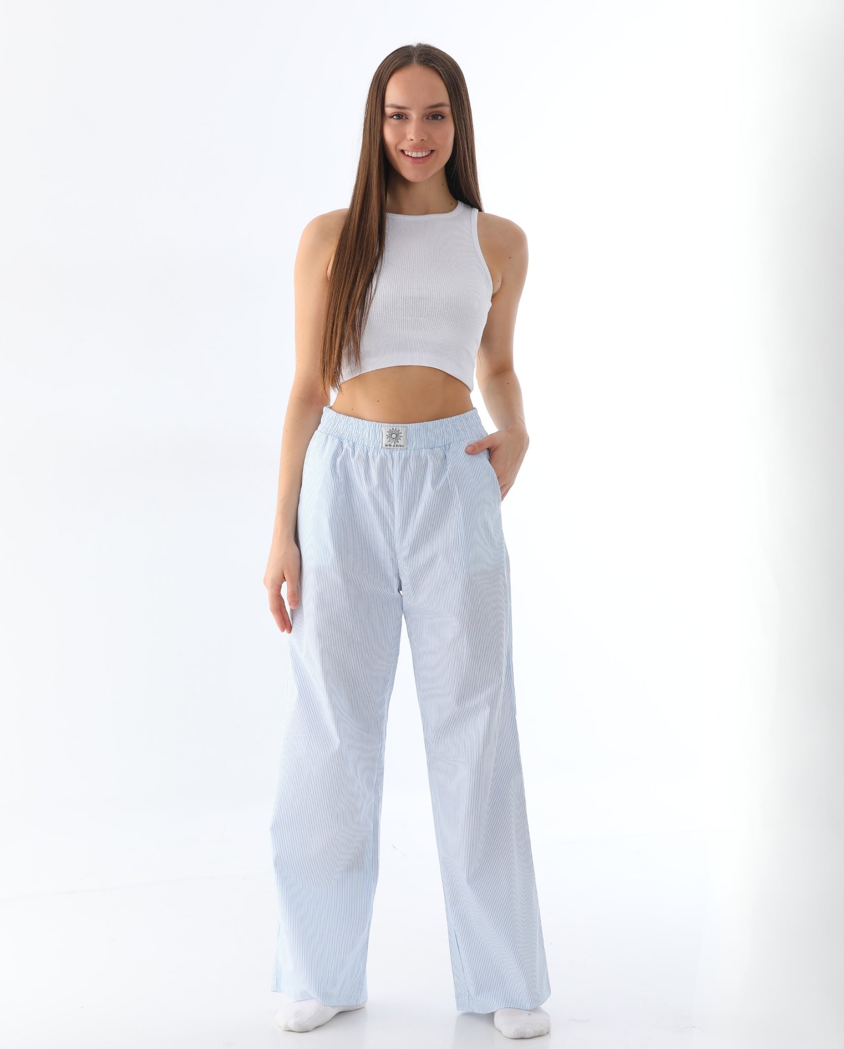 Baby Blue Striped Ensoleillé Trousers