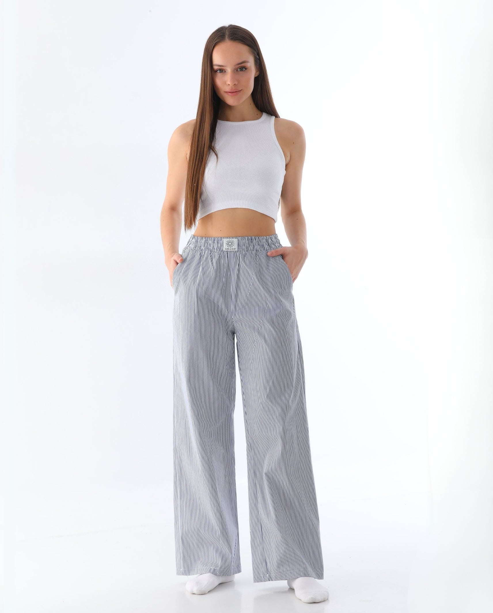 ÇİZGİLİ PANTOLON - LACİVERT