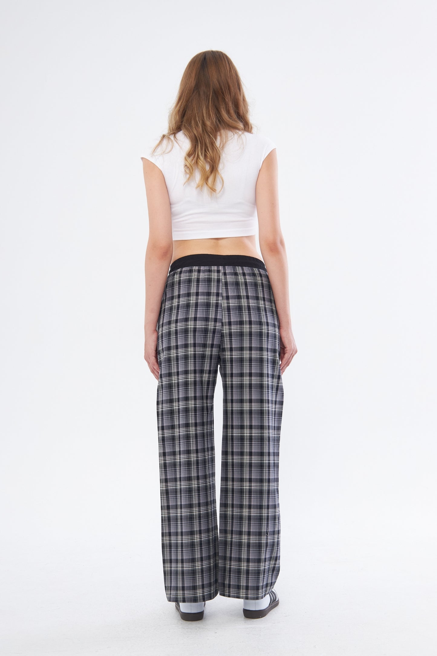 Black Plaid Boyfriend Trousers