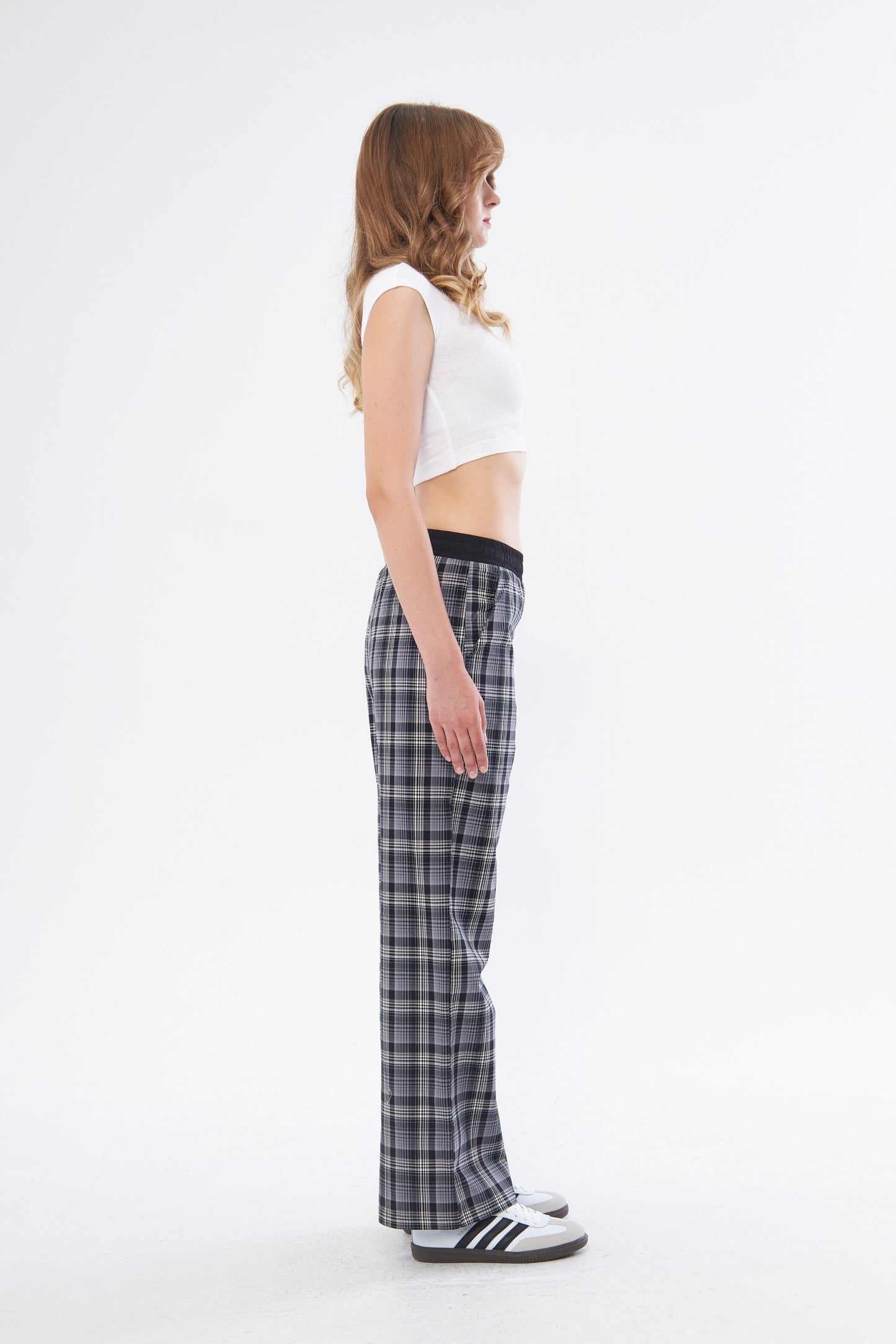 Black Plaid Boyfriend Trousers