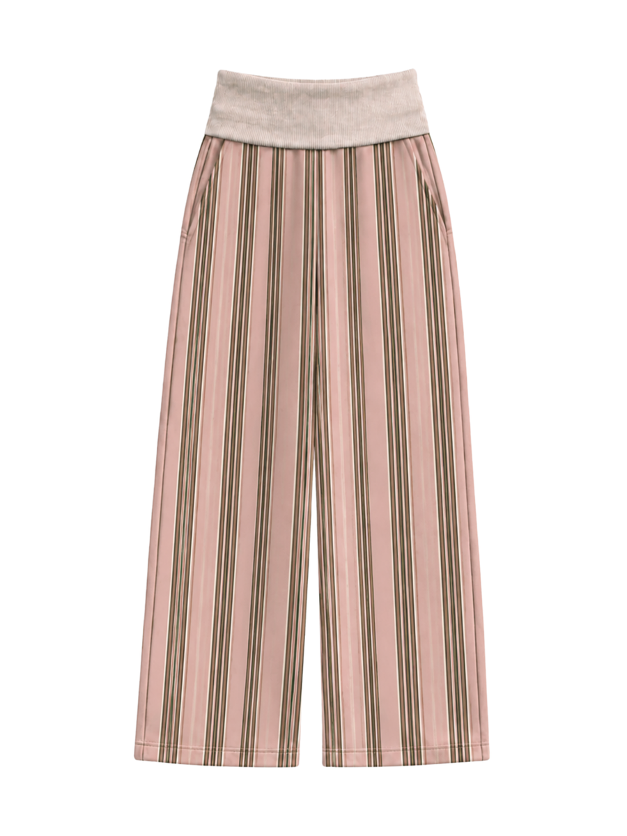 Pembe Çizgili Gabardin Pantolon