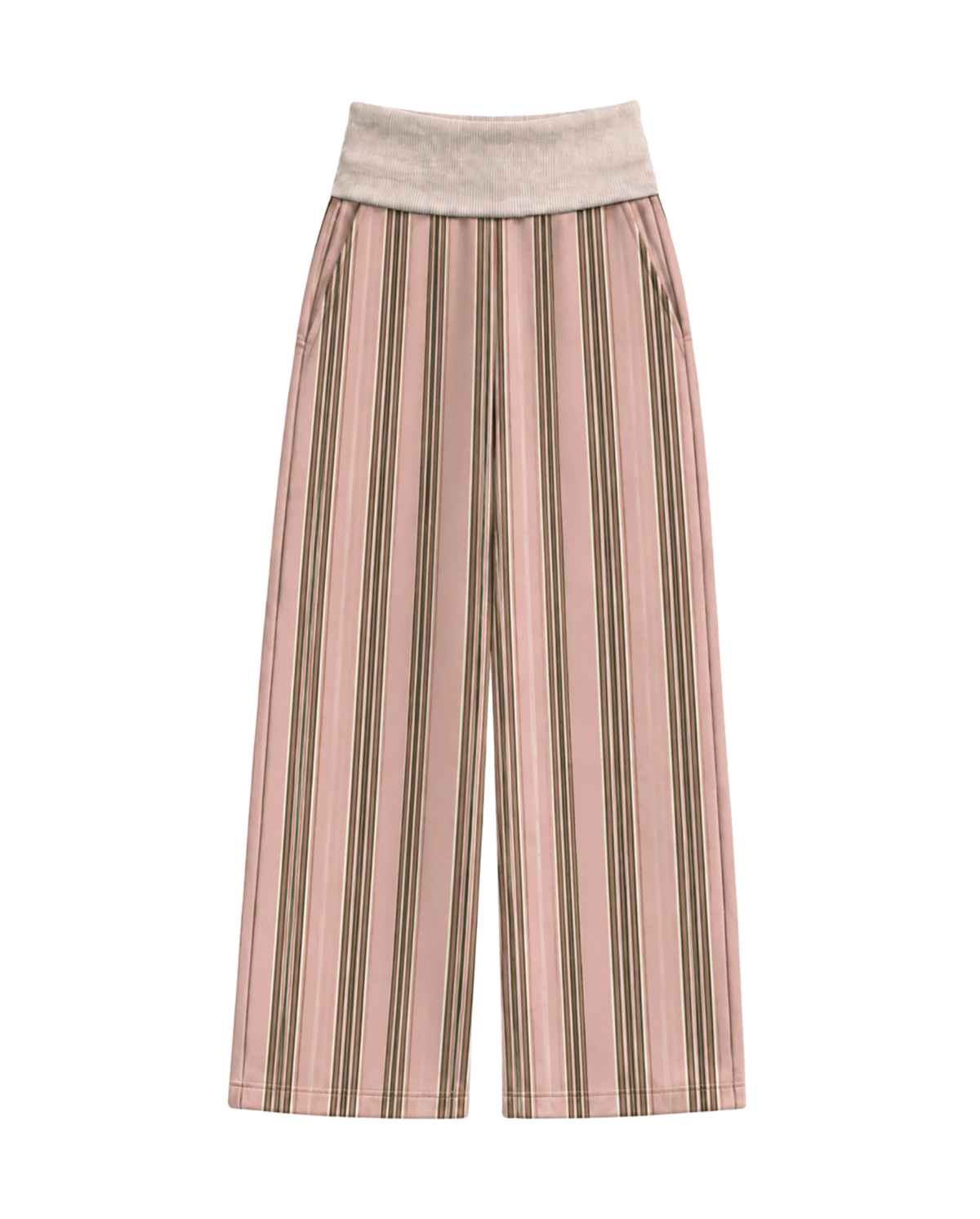 Pembe Çizgili Gabardin Pantolon