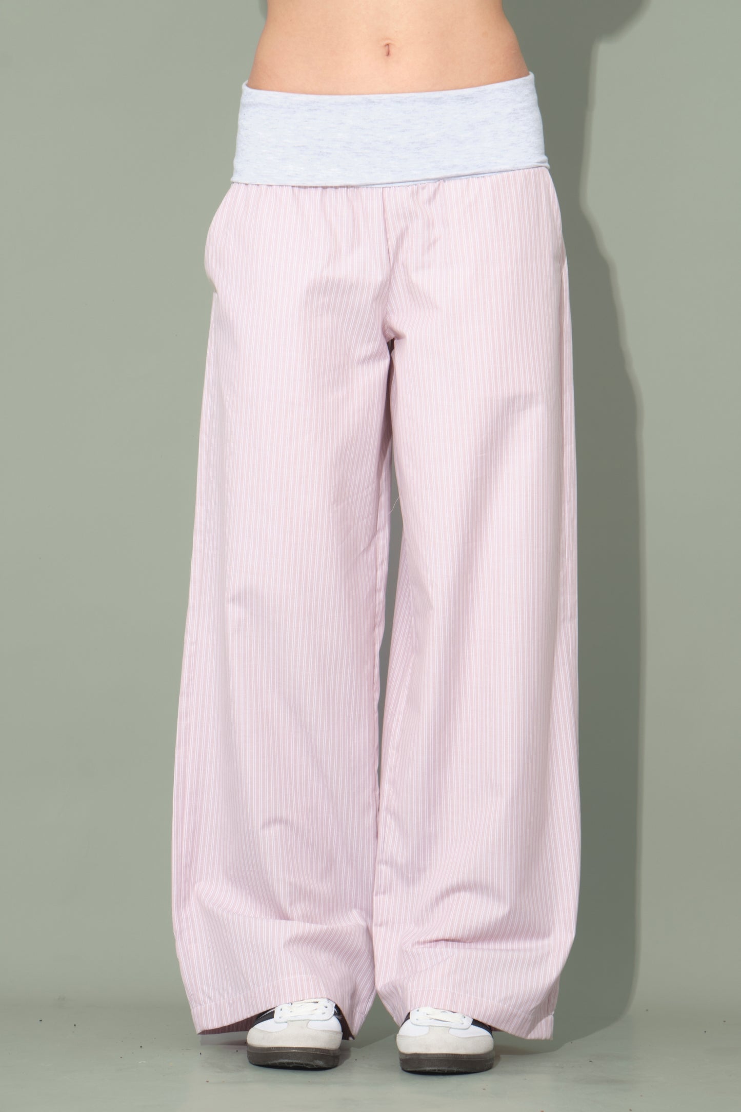 Katlanmış Bel Pembe Pantolon