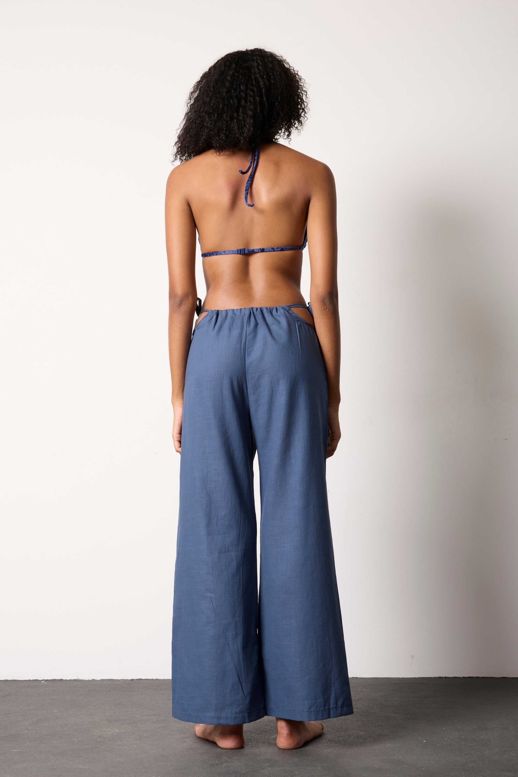 Navy Blue Amande Linen Trousers