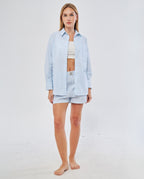 Baby Blue Striped Shirt Ensoleillé Shorts Set
