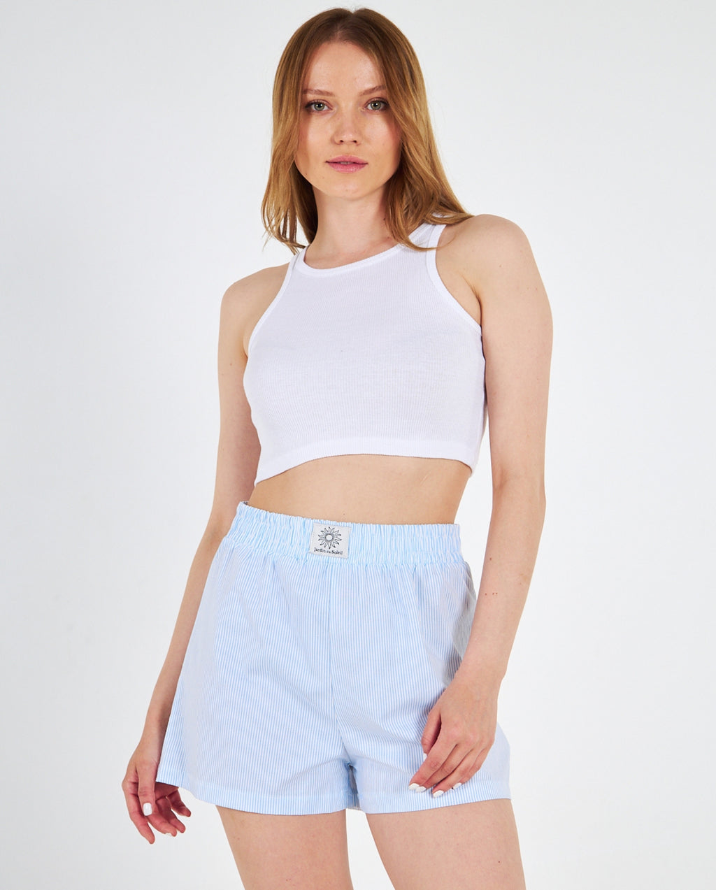 Bebe Mavi Çizgili Şort Crop Ensoleillé Takım