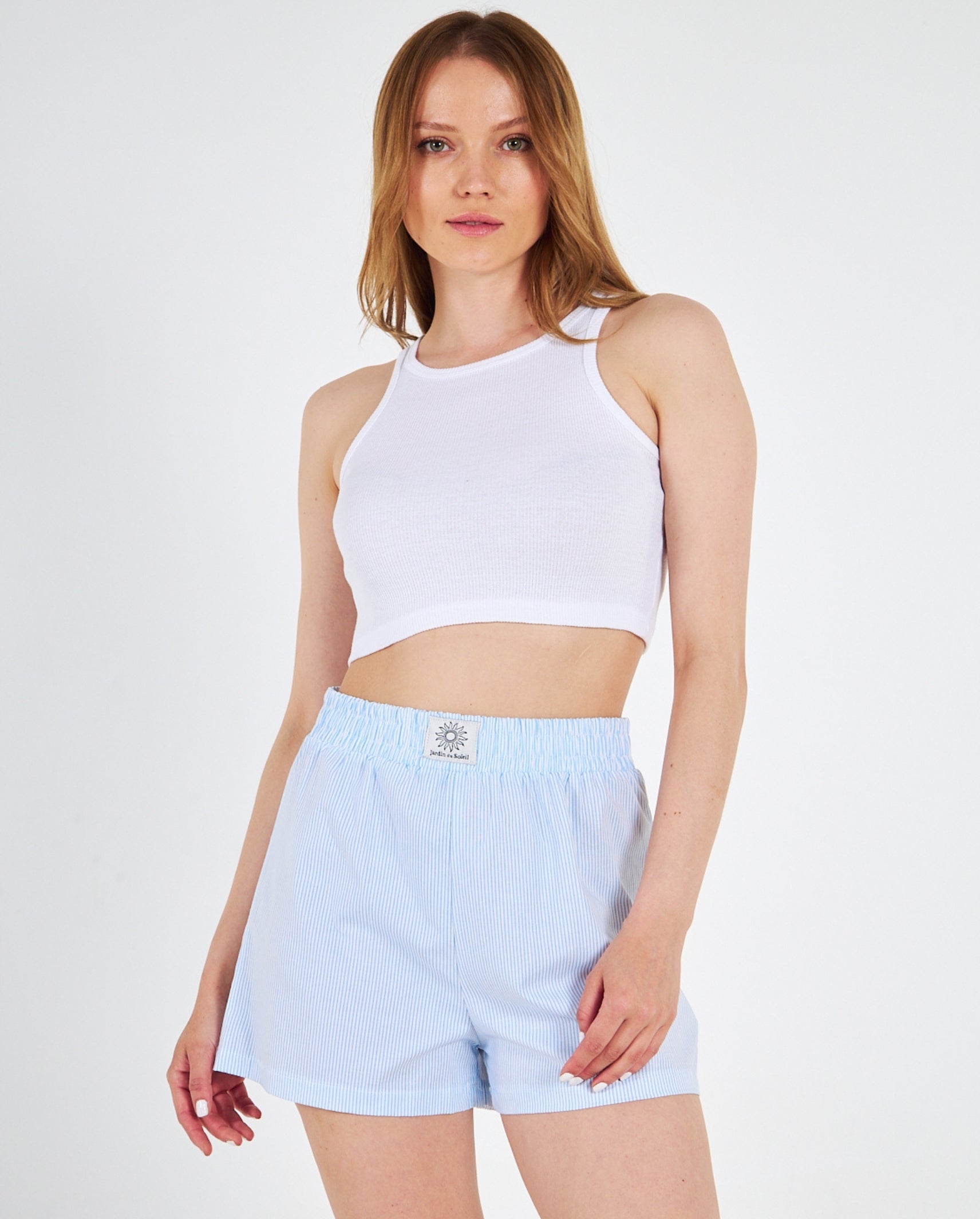 Bebe Mavi Çizgili Şort Crop Ensoleillé Takım