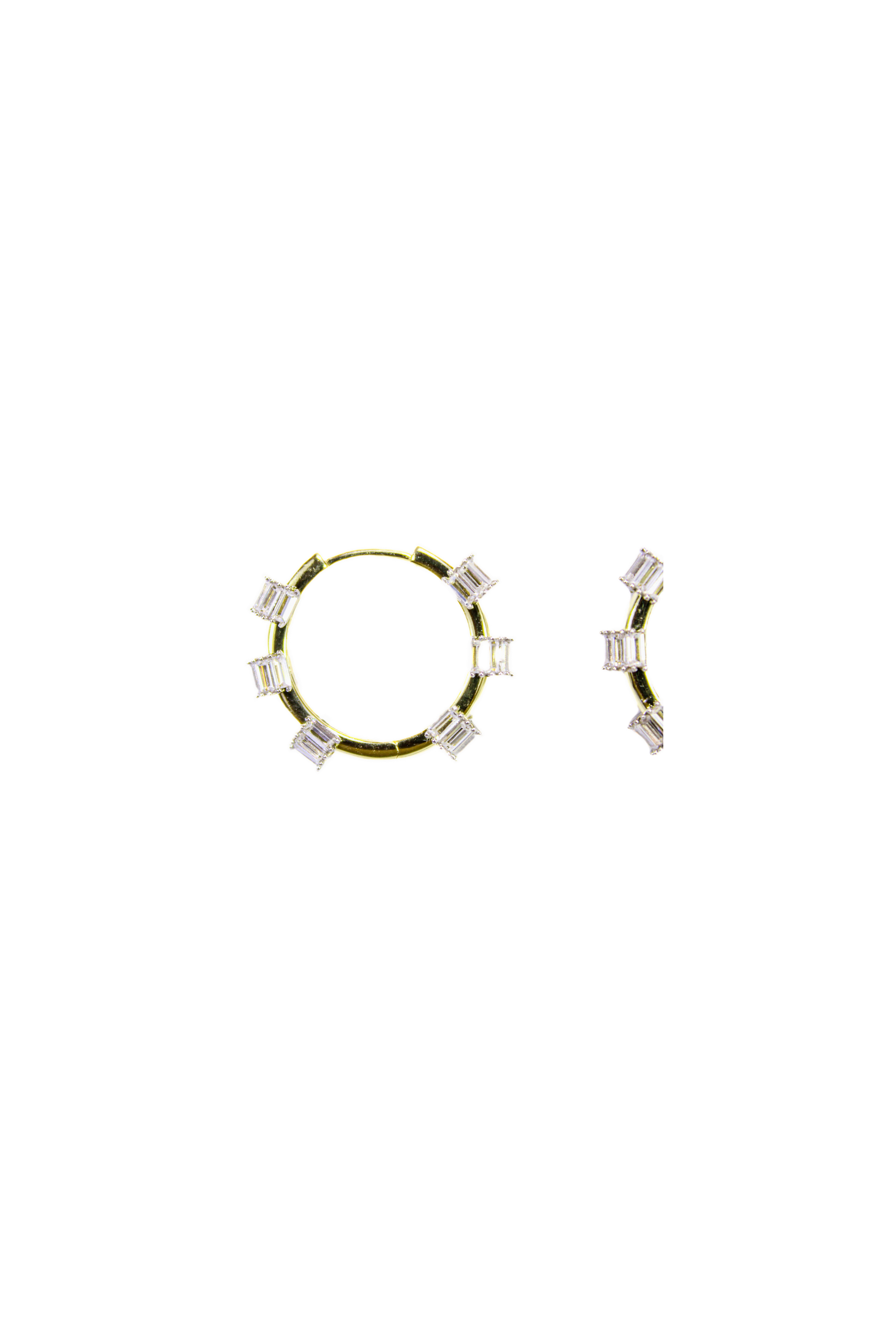 925 Sterling Silver Gold Plated White Stone Earrings
