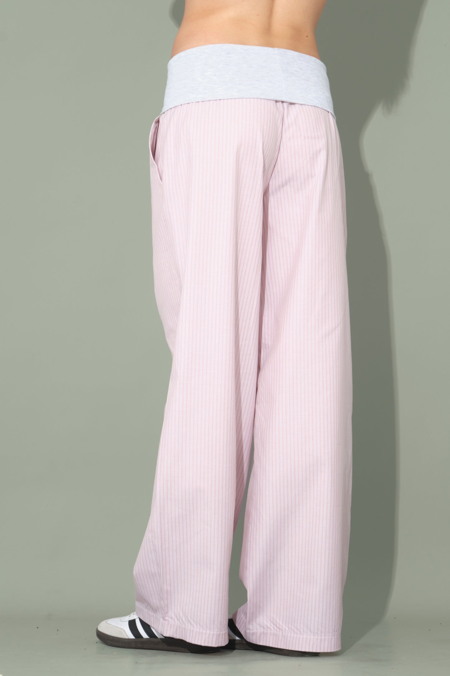 Katlanmış Bel Pembe Pantolon