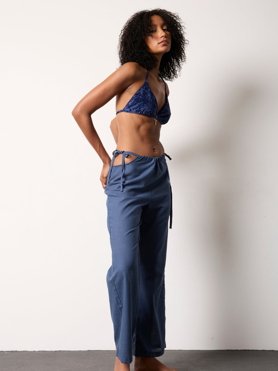 KETEN PANTOLON - LACİVERT
