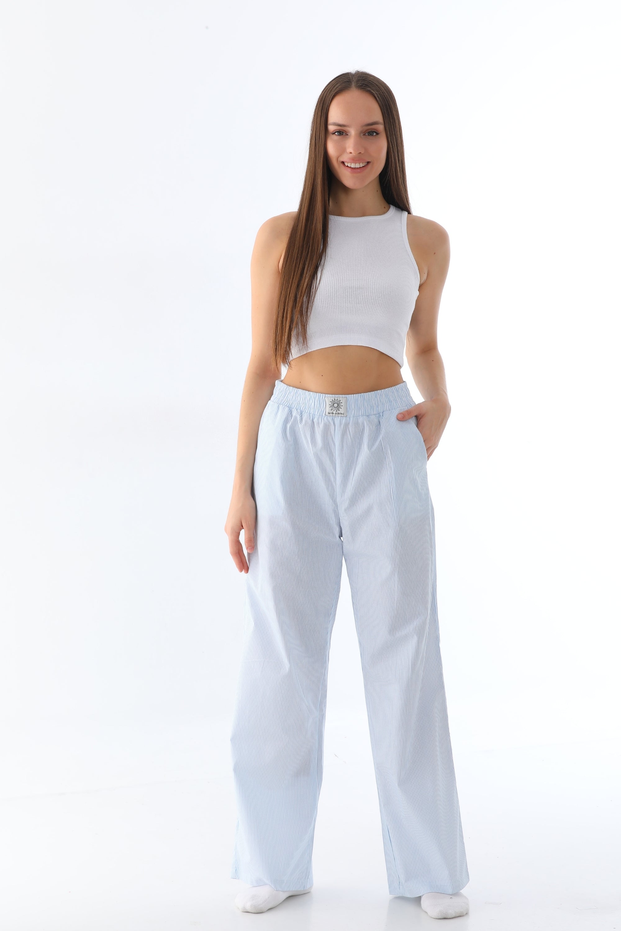 Baby Blue Striped Ensoleillé Trousers