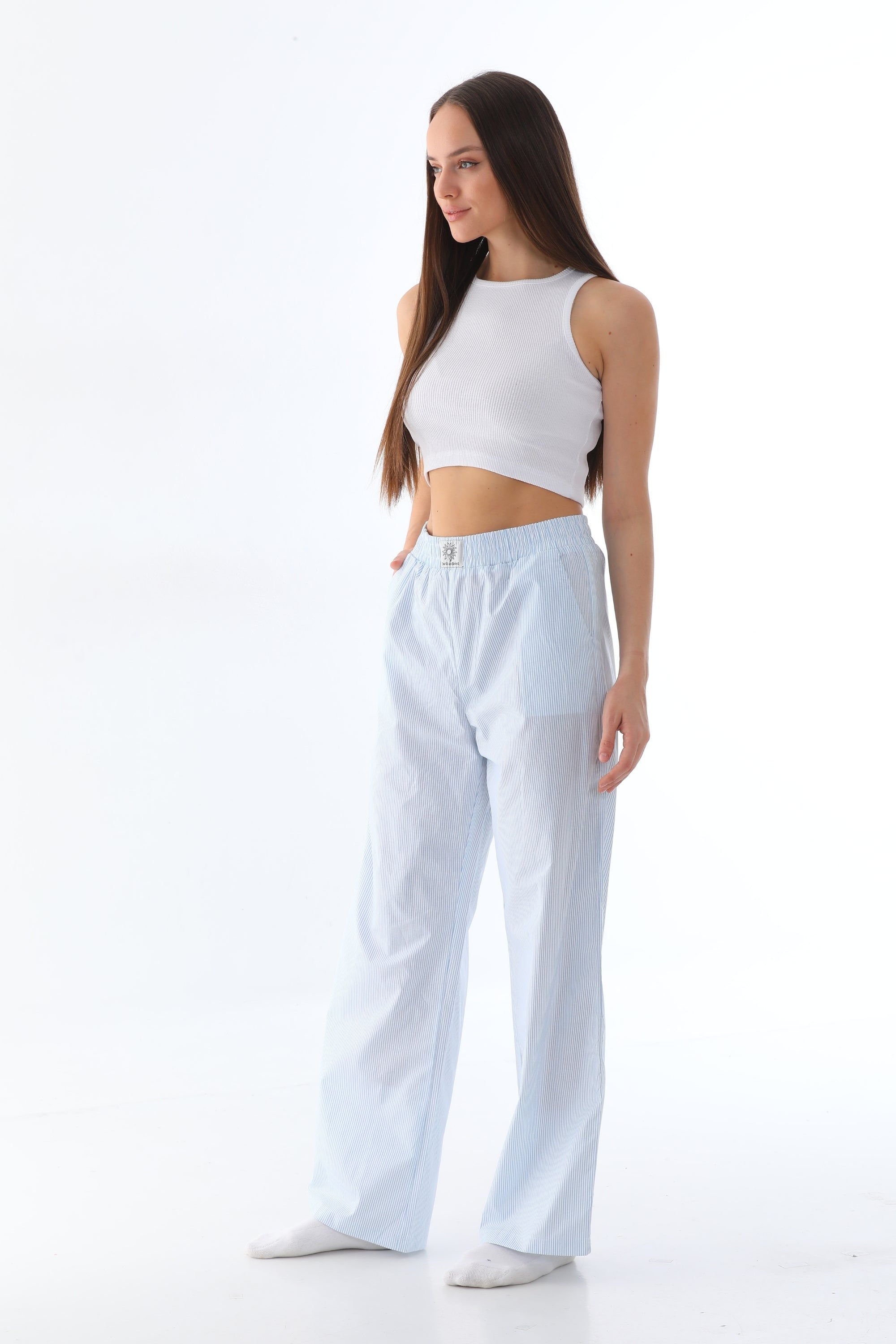 Baby Blue Striped Ensoleillé Trousers