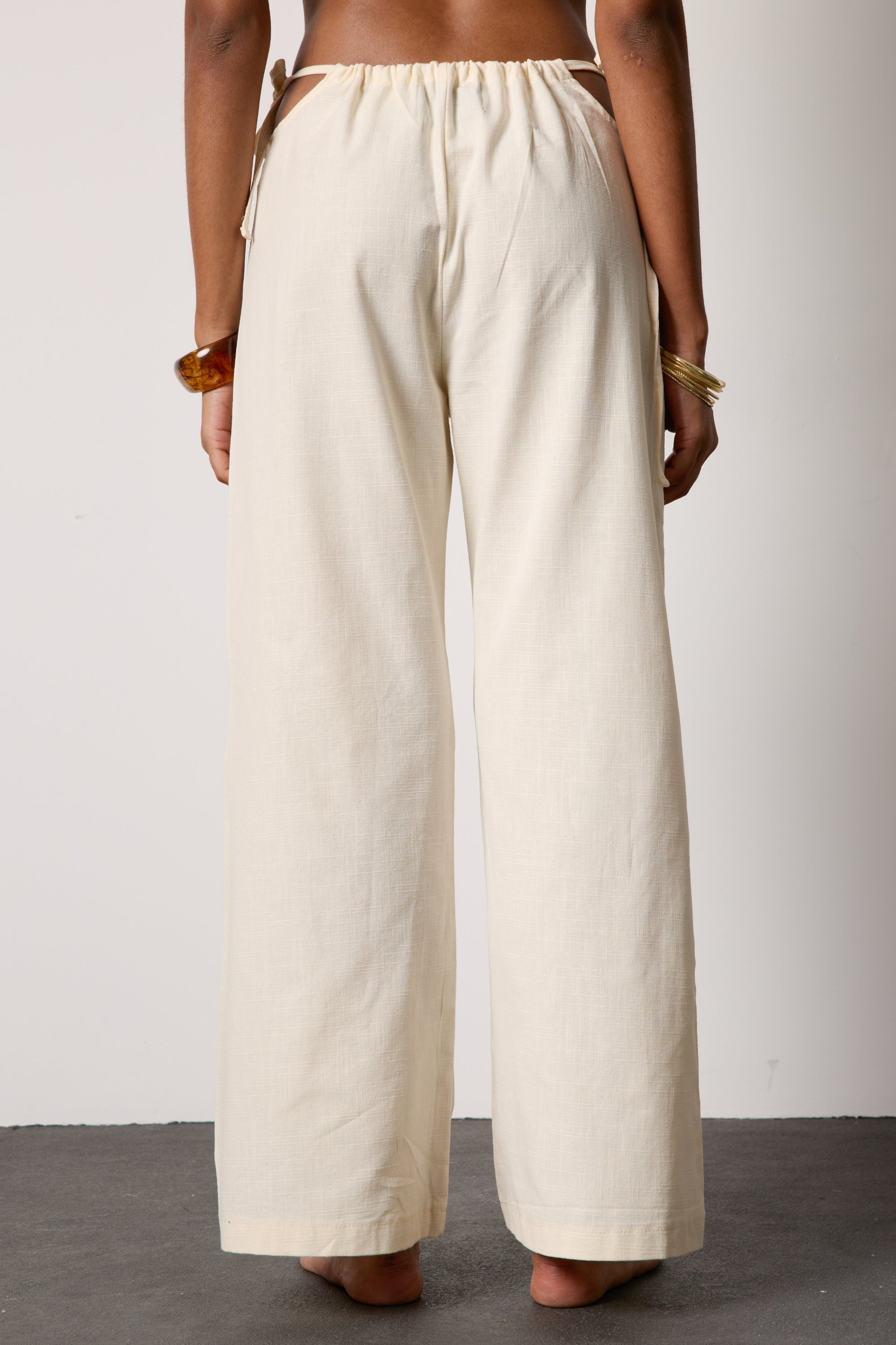 Cream Amande Linen Trousers