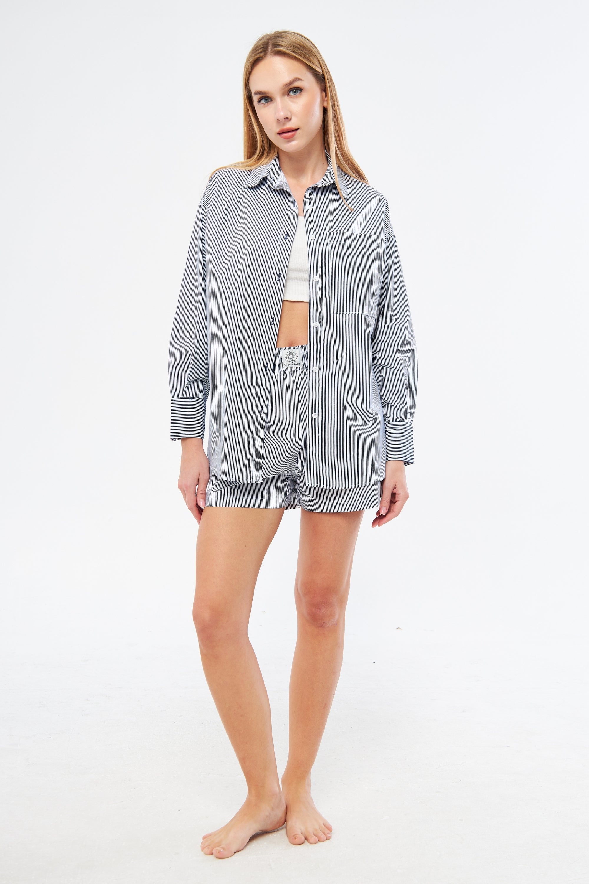 ÇİZGİLİ GÖMLEK - LACİVERT